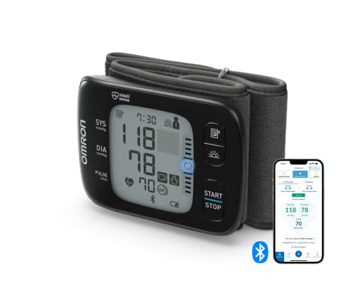 OMRON RS7 Intelli IT, digitales Handgelenk-Blutdruckmessgerät, Testsieger Stiftung Warentest 09/2020, klinisch validiert - auch bei Übergewicht, Bluetooth- und Smartphone-kompatibel