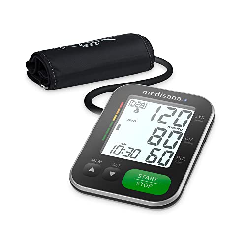 medisana BU 570 connect Oberarm-Blutdruckmessgerät, präzise Blutdruck und Pulsmessung mit Speicherfunktion & Bluetooth-App, Ampel-Skala, Funktion zur Anzeige eines unregelmäßigen Herzschlags(1er Pack)