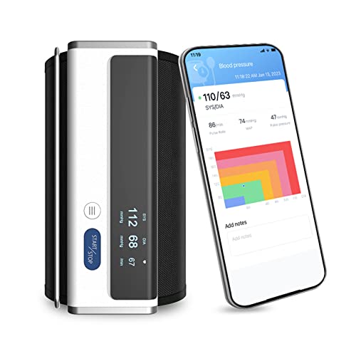 Armfit Bluetooth Blutdruckmessgerät Oberarm, Blutdruck Maschinen für den Heimgebrauch mit großen Manschette, tragbare drahtlose Blutdruckmanschette kompatibel mit APP für iOS und Android