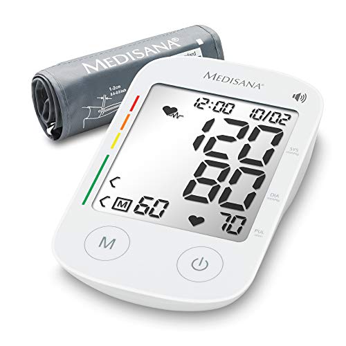 medisana BU 535 Voice Oberarm-Blutdruckmessgerät, präzise Blutdruck und Pulsmessung mit Speicherfunktion und Sprachausgabe, Ampel-Skala, Funktion zur Anzeige eines unregelmäßigen Herzschlags