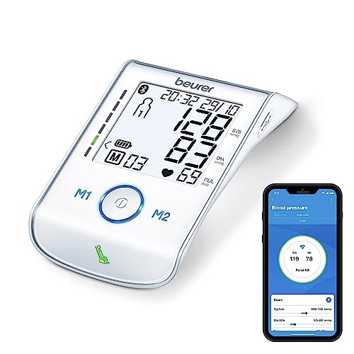 Beurer BM 85 Oberarm-Blutdruckmessgerät, mit patentiertem Ruheindikator, praktischer Li-Ion-Akku, mit App-Anbindung, beleuchtetes Display, Inflation Technologie