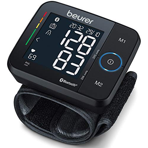 Beurer BC 54 Handgelenk-Blutdruckmessgerät mit App-Anbindung, Inflation-Technology, farbigem Risiko-Indikator und Arrhythmie-Erkennung, für Handgelenksumfänge von 13,5 - 21,5 cm, 1 Stück (1er Pack)