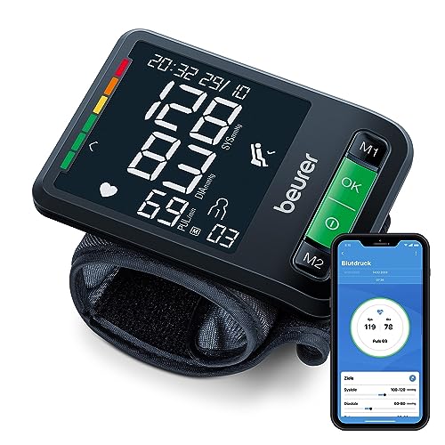Beurer BC 87 Handgelenk-Blutdruckmessgerät mit App-Anbindung, klinisch validiert, XL-Display, Ruheindikator, Inflation-Technology, farbigem Risiko-Indikator und Arrhythmie-Erkennung