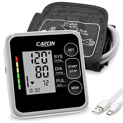 CAZON Blutdruckmessgeräte Oberarm Digital Vollautomatisch Blutdruckmessgerät Pulsmessung Blutdruckmessung Großes mit Große Manschette 2x120 Dual-User Schwarz